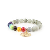 7 Chakra Om Beaded Bracelet - Jasper Hand-Selected Gemstone Bracelet for Everyday Wear, Crystal Energy Jewelry and Meaningful Gifting