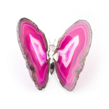 Banded Agate Pink Butterfly - Natural Geode Display Piece for Sparkling Home Decor, Collector Shelves and Crystal Gifting