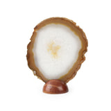 Banded Agate Slice on Wooden Stand - Statement Gemstone Display on Stand for Collector Decor, Meditation Spaces and High-Impact Gifting