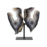 Banded Agate Wings - Statement Gemstone Display on Stand for Collector Decor, Meditation Spaces and High-Impact Gifting