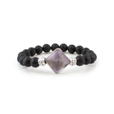 Purple Lava and Amethyst Pyramid Beaded Bracelet - Hand-Selected Gemstone Bracelet for Everyday Wear, Crystal Energy Jewelry and Meaningful Gifting