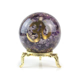 Purple Amethyst Resin Sphere - Statement Gemstone Display on Stand for Collector Decor, Meditation Spaces and High-Impact Gifting