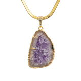 Purple Amethyst Slice Pendant - Hand-Selected Gemstone Jewelry for Everyday Energy, Layered Styling and Meaningful Gifting