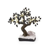 Sleek Black Black Onyx Bonsai Tree - Gemstone Tree of Life Decor for Home Energy, Desk Display and Crystal Gifting