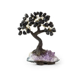 Sleek Black Black Onyx Bonsai Tree - Gemstone Tree of Life Decor for Home Energy, Desk Display and Crystal Gifting