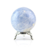 Vibrant Blue Calcite Sphere - Statement Gemstone Display on Stand for Collector Decor, Meditation Spaces and High-Impact Gifting