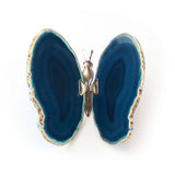Banded Agate Teal Butterfly - Natural Geode Display Piece for Sparkling Home Decor, Collector Shelves and Crystal Gifting