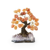 Warm Carnelian Bonsai Tree - Gemstone Tree of Life Decor for Home Energy, Desk Display and Crystal Gifting
