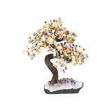 Chakra Bonsai Tree - Amethyst Gemstone Tree of Life Decor for Home Energy, Desk Display and Crystal Gifting
