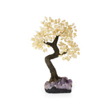 Golden Citrine Bonsai Tree - Gemstone Tree of Life Decor for Home Energy, Desk Display and Crystal Gifting