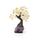 Golden Citrine Bonsai Tree - Gemstone Tree of Life Decor for Home Energy, Desk Display and Crystal Gifting