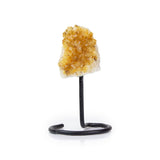 Golden Citrine On Metal Stand - Statement Gemstone Display on Stand for Collector Decor, Meditation Spaces and High-Impact Gifting