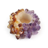 Purple Citrine and Amethyst Candle Holder - Hand-Selected Gemstone Piece for Crystal Display, Spiritual Home Decor and Memorable Gifting