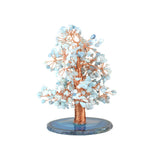 Banded Aquamarine and Agate Copper Tree - Gemstone Tree of Life Decor for Home Energy, Desk Display and Crystal Gifting