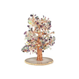Colorful Fluorite Copper Tree on White Crystal Base - Gemstone Tree of Life Decor for Home Energy, Desk Display and Crystal Gifting