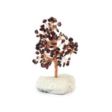 Garnet Copper Tree on White Crystal Base - Gemstone Tree of Life Decor for Home Energy, Desk Display and Crystal Gifting