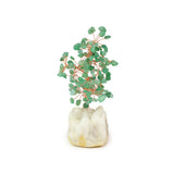 Polished Green Jade Copper Tree on White Crystal Base - Gemstone Tree of Life Decor for Home Energy, Desk Display and Crystal Gifting