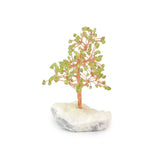 Peridot Copper Tree on White Crystal Base - Gemstone Tree of Life Decor for Home Energy, Desk Display and Crystal Gifting