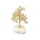 Peridot Copper Tree on White Crystal Base - Gemstone Tree of Life Decor for Home Energy, Desk Display and Crystal Gifting