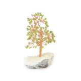 Peridot Copper Tree on White Crystal Base - Gemstone Tree of Life Decor for Home Energy, Desk Display and Crystal Gifting