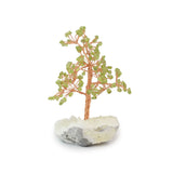 Peridot Copper Tree on White Crystal Base - Gemstone Tree of Life Decor for Home Energy, Desk Display and Crystal Gifting