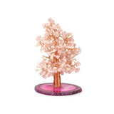 Soft Pink Rose Quartz and Agate Copper Tree - Gemstone Tree of Life Decor for Home Energy, Desk Display and Crystal Gifting