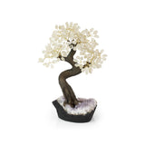 Crystal Quartz Bonsai Tree - Gemstone Tree of Life Decor for Home Energy, Desk Display and Crystal Gifting