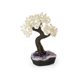 Crystal Quartz Bonsai Tree - Gemstone Tree of Life Decor for Home Energy, Desk Display and Crystal Gifting