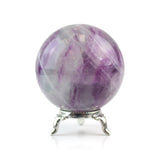 Colorful Fluorite Sphere - Statement Gemstone Display on Stand for Collector Decor, Meditation Spaces and High-Impact Gifting