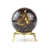 Garnet Resin Sphere - Statement Gemstone Display on Stand for Collector Decor, Meditation Spaces and High-Impact Gifting