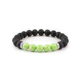 Lava and Green Howlite Beaded Bracelet - Hand-Selected Gemstone Bracelet for Everyday Wear, Crystal Energy Jewelry and Meaningful Gifting