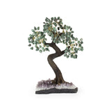 Clear Crystal Green Quartz Bonsai Tree - Gemstone Tree of Life Decor for Home Energy, Desk Display and Crystal Gifting