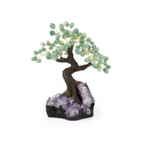 Clear Crystal Green Quartz Bonsai Tree - Gemstone Tree of Life Decor for Home Energy, Desk Display and Crystal Gifting