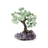 Clear Crystal Green Quartz Bonsai Tree - Gemstone Tree of Life Decor for Home Energy, Desk Display and Crystal Gifting