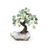 Clear Crystal Green Quartz Bonsai Tree - Gemstone Tree of Life Decor for Home Energy, Desk Display and Crystal Gifting