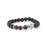 Hamsa Lava Beaded Bracelet - Evil Eye Hand-Selected Gemstone Bracelet for Everyday Wear, Crystal Energy Jewelry and Meaningful Gifting