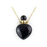 Glossy Black Obsidian Heart Bottle Pendant - Crystal Infusion Water Bottle with Gemstone Chamber for Daily Wellness Rituals and Elevated Gifting