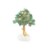 Polished Green Jade Copper Tree on White Crystal Base - Gemstone Tree of Life Decor for Home Energy, Desk Display and Crystal Gifting