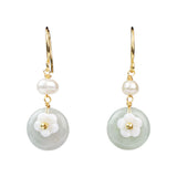 Polished Green Jade Flower Charm Earrings - Polished Gemstone Heart for Love-Inspired Decor, Crystal Display and Meaningful Gifting