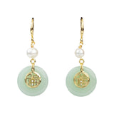 Polished Green Jade Fortune Charm Earrings - Polished Gemstone Heart for Love-Inspired Decor, Crystal Display and Meaningful Gifting