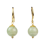 Polished Green Jade Lucky Ball Earrings - Polished Gemstone Sphere for Crystal Display, Meditation Decor and Collector Gifting