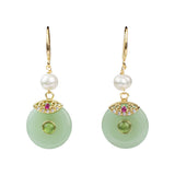 Polished Green Jade Lucky Charm Earrings - Polished Gemstone Heart for Love-Inspired Decor, Crystal Display and Meaningful Gifting
