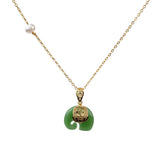 Polished Green Jade Elephant Charm Necklace - Hand-Selected Gemstone Jewelry for Everyday Energy, Layered Styling and Meaningful Gifting
