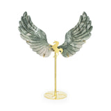 Polished Green Jade Pegasus Wings - Statement Gemstone Display on Stand for Collector Decor, Meditation Spaces and High-Impact Gifting