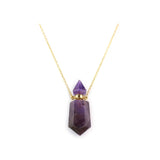 Purple Amethyst Perfume Bottle Pendant - Crystal Infusion Water Bottle with Gemstone Chamber for Daily Wellness Rituals and Elevated Gifting