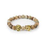 Lion and Jaguar Charm Bracelet - Jasper Hand-Selected Gemstone Bracelet for Everyday Wear, Crystal Energy Jewelry and Meaningful Gifting
