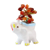 Warm Lucky Elephant Carnelian Tree - Gemstone Tree of Life Decor for Home Energy, Desk Display and Crystal Gifting