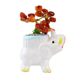 Warm Lucky Elephant Carnelian Tree - Gemstone Tree of Life Decor for Home Energy, Desk Display and Crystal Gifting