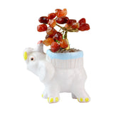 Warm Lucky Elephant Carnelian Tree - Gemstone Tree of Life Decor for Home Energy, Desk Display and Crystal Gifting