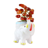 Warm Lucky Elephant Carnelian Tree - Gemstone Tree of Life Decor for Home Energy, Desk Display and Crystal Gifting